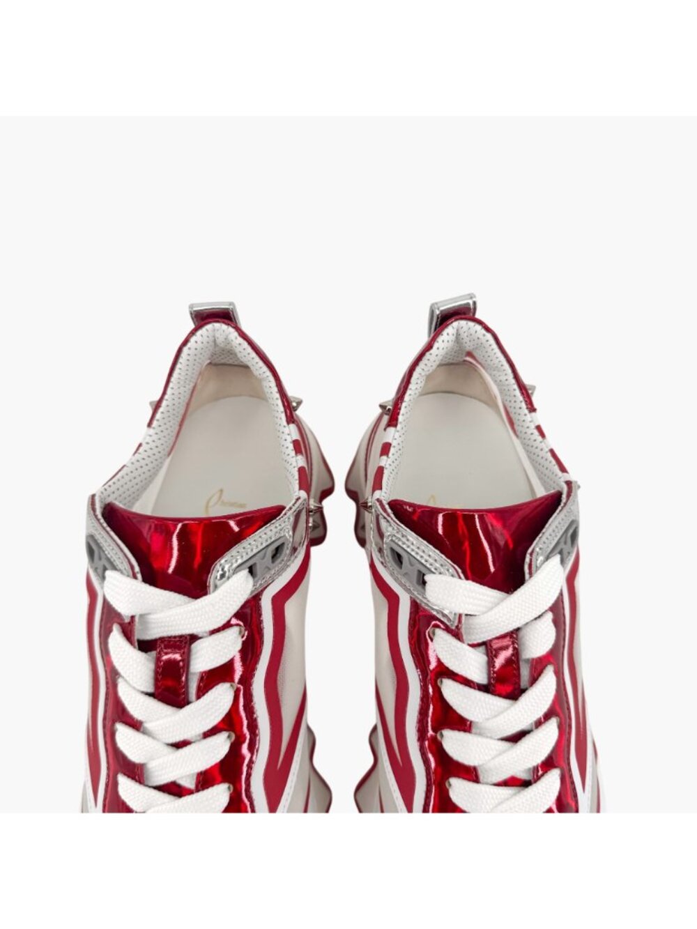 Christian Louboutin Sharkina White Mesh Red Sneakers Size 38.5 US 8.5 Women 6969 - Picture 6 of 15